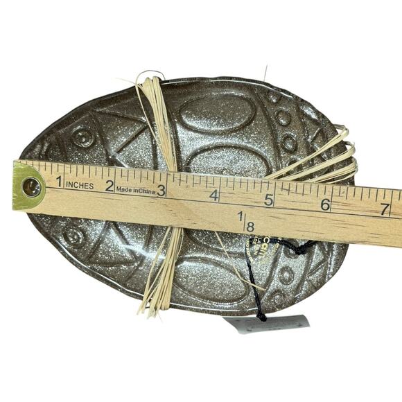 AKCAM Turkish 6" Plates Metallic Sparkle Glitter Glass Tapa Set of 4 Easter Egg - Picture 5 of 6